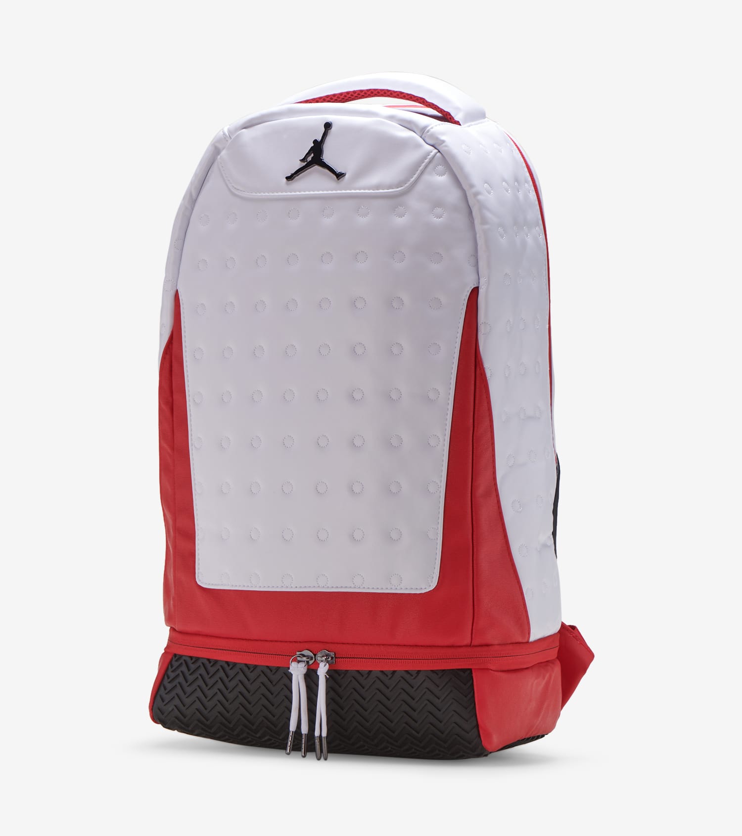 white and red jordan backpack
