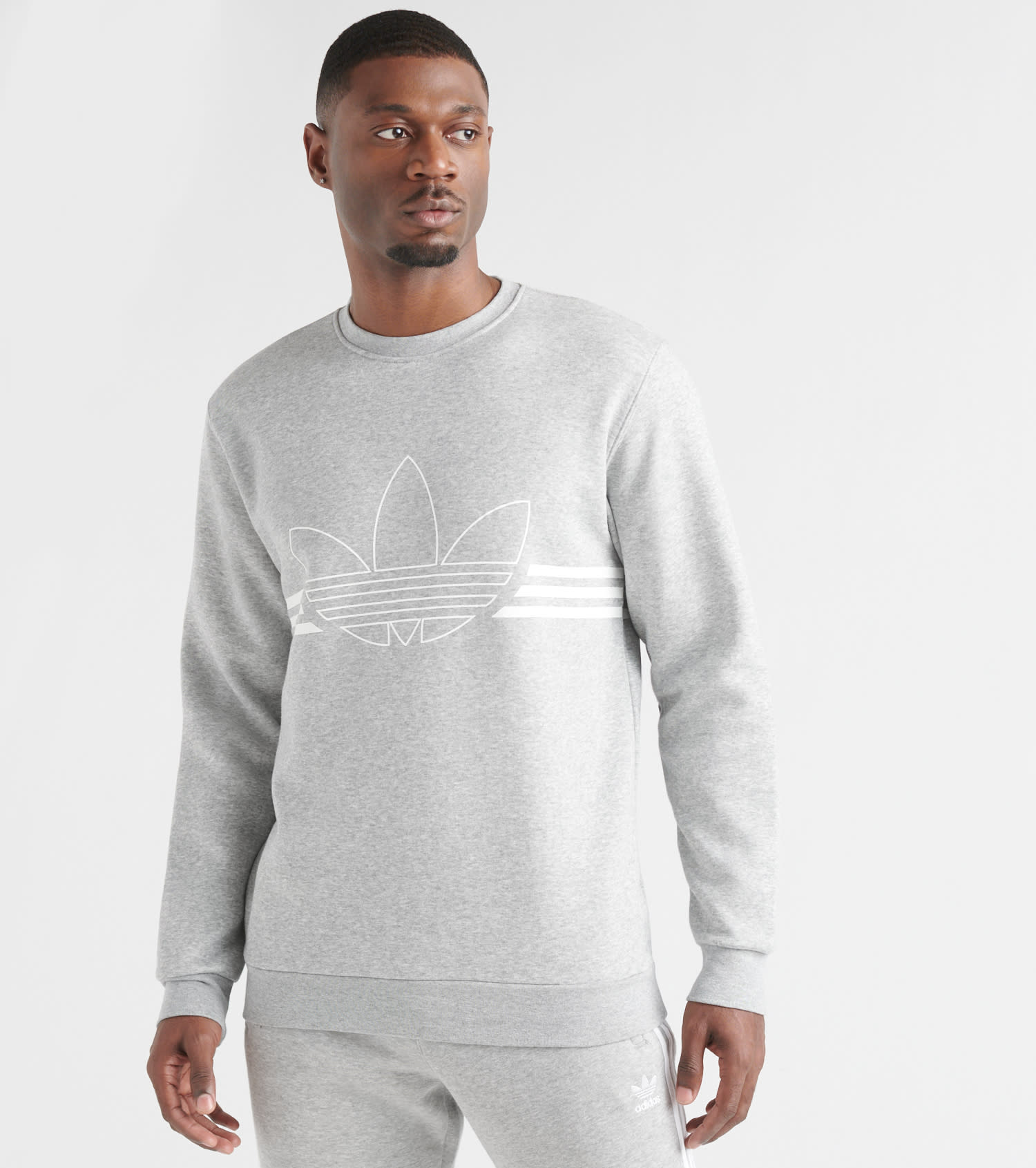 Adidas Outline Crew Fleece Crewneck Sweatshirt (Grey) - ED4686-035 ...