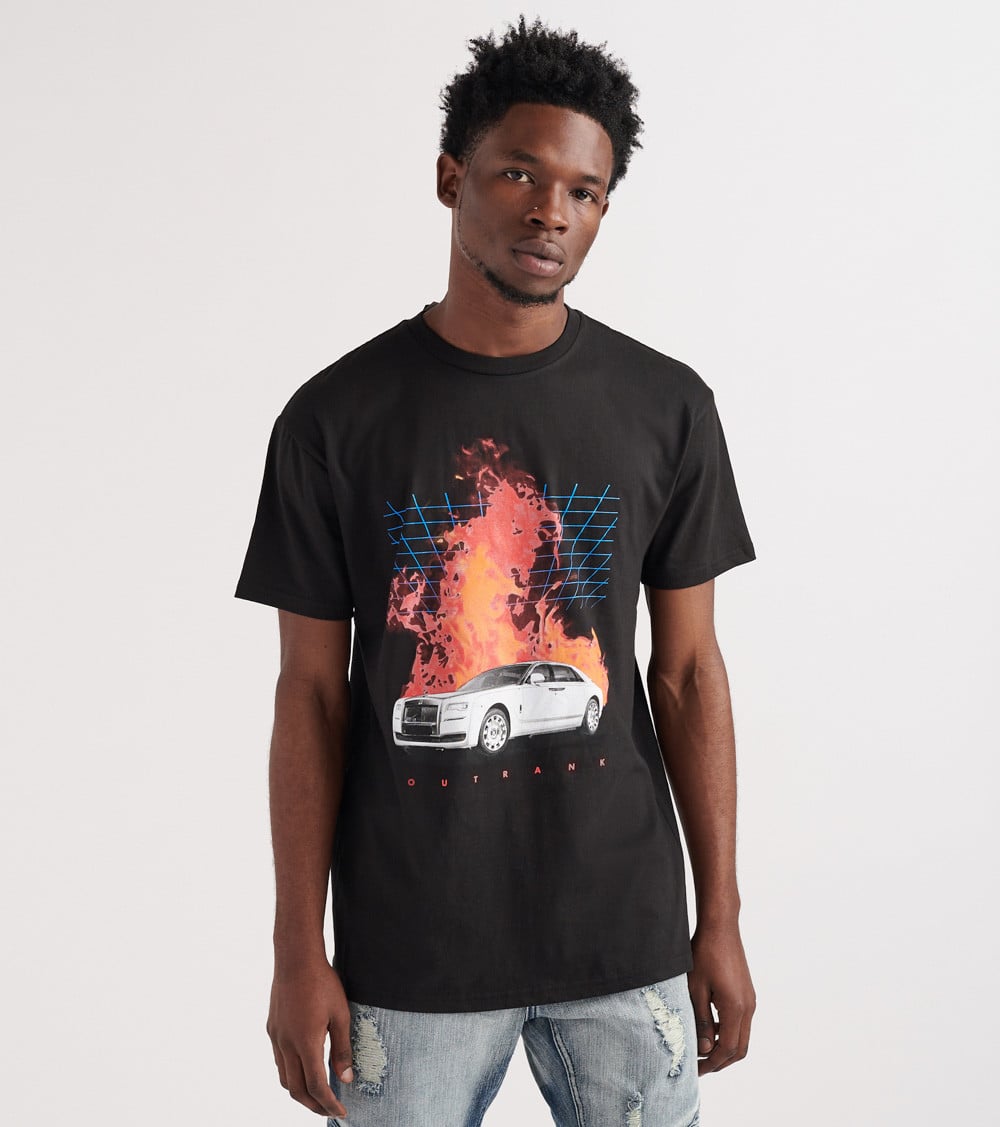 Outrank Fire Grid Tee (Black) - OR372-BLK | Jimmy Jazz