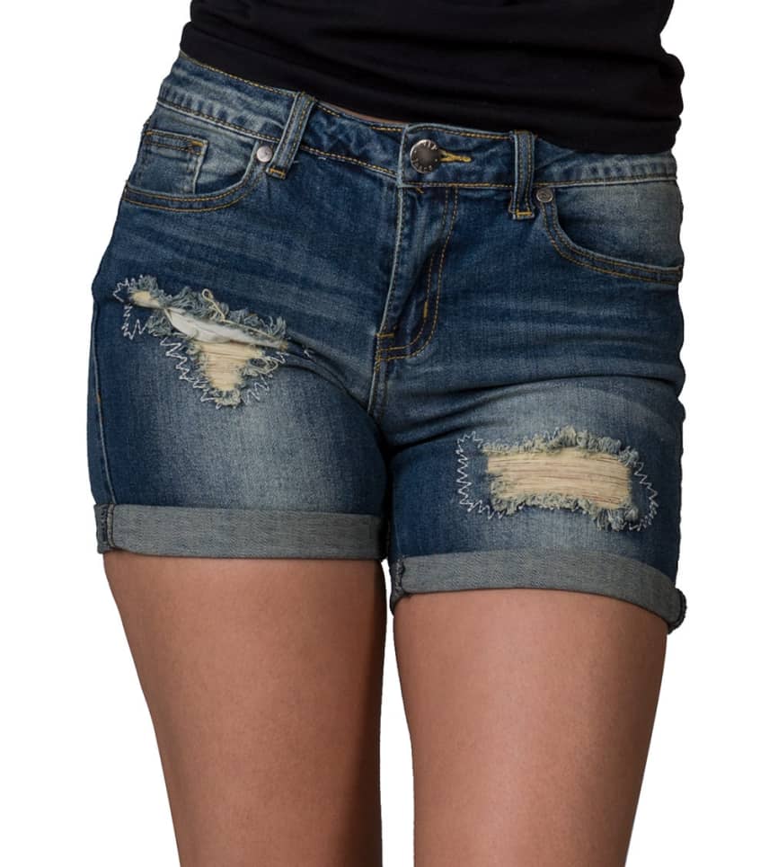 Essentials Ripped And Stitched Cuffed Short (Blue) - 86970AN | Jimmy Jazz