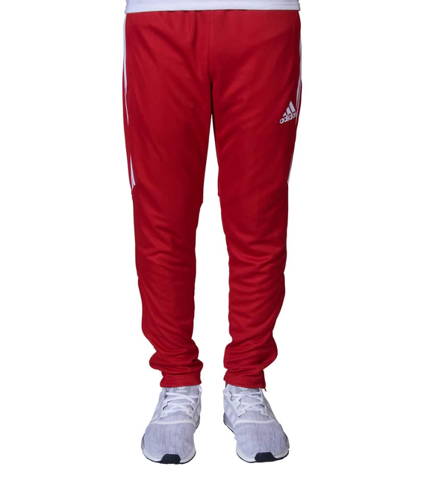 red adidas track pants