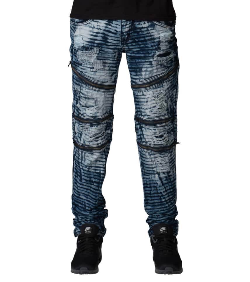 Decibel Premium Wash Biker Jeans With Zipper (Blue) - FW16733 | Jimmy Jazz