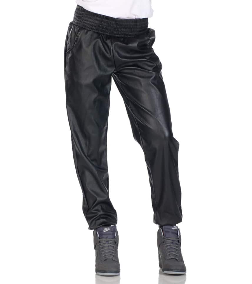 Essentials High Waist Faux Leather Jogger Pants (Black) - PL449 | Jimmy ...