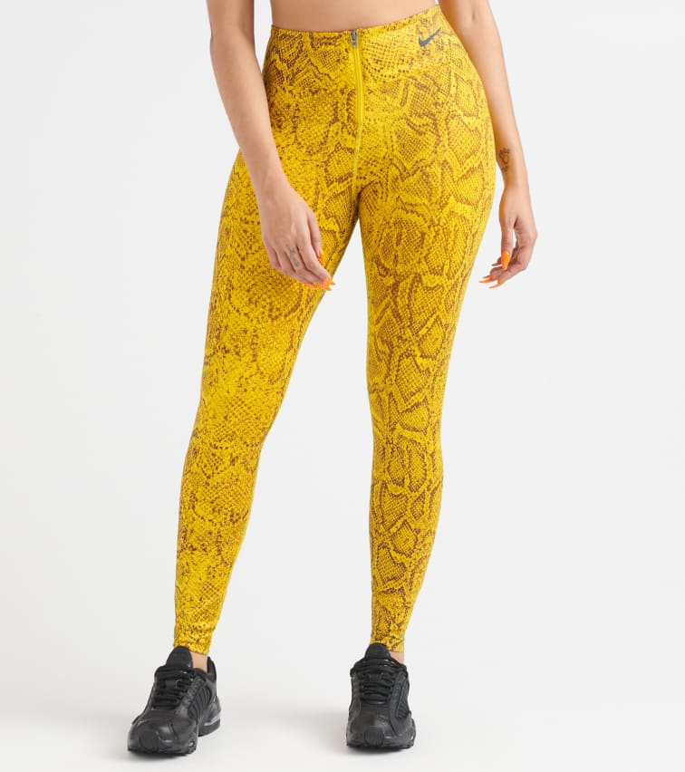 yellow snake print nike leggings
