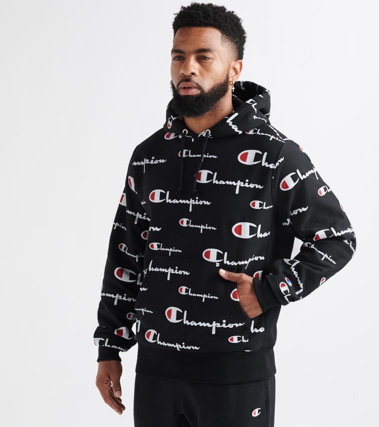 champion reverse weave all over logo hoodie