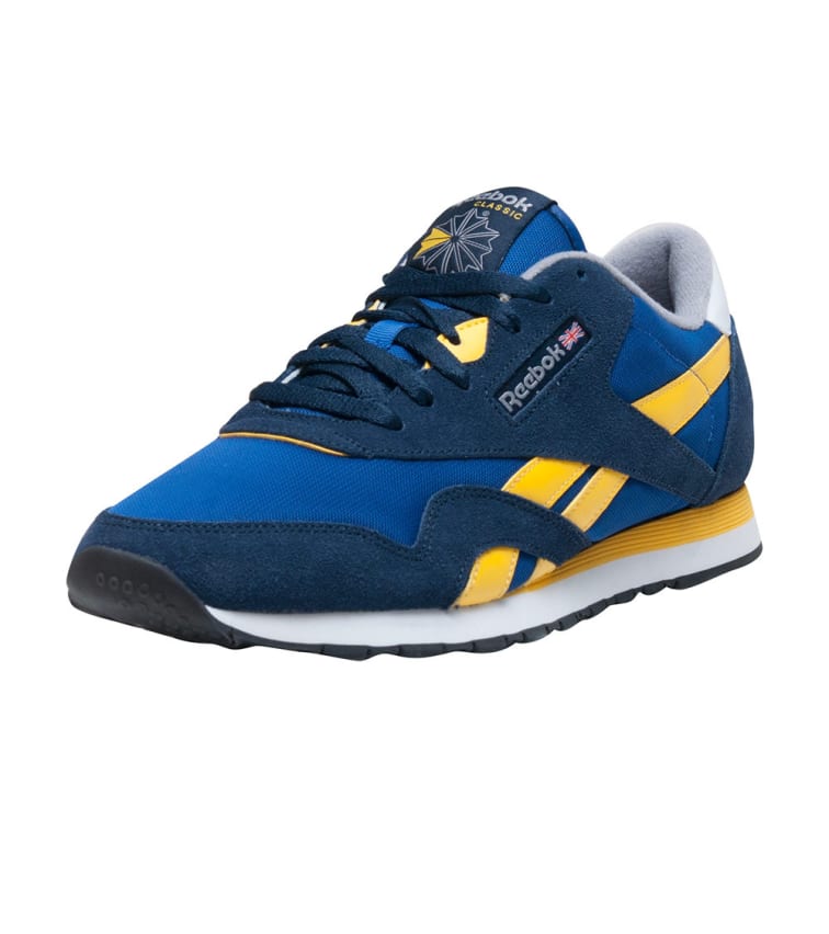reebok classic blue and yellow
